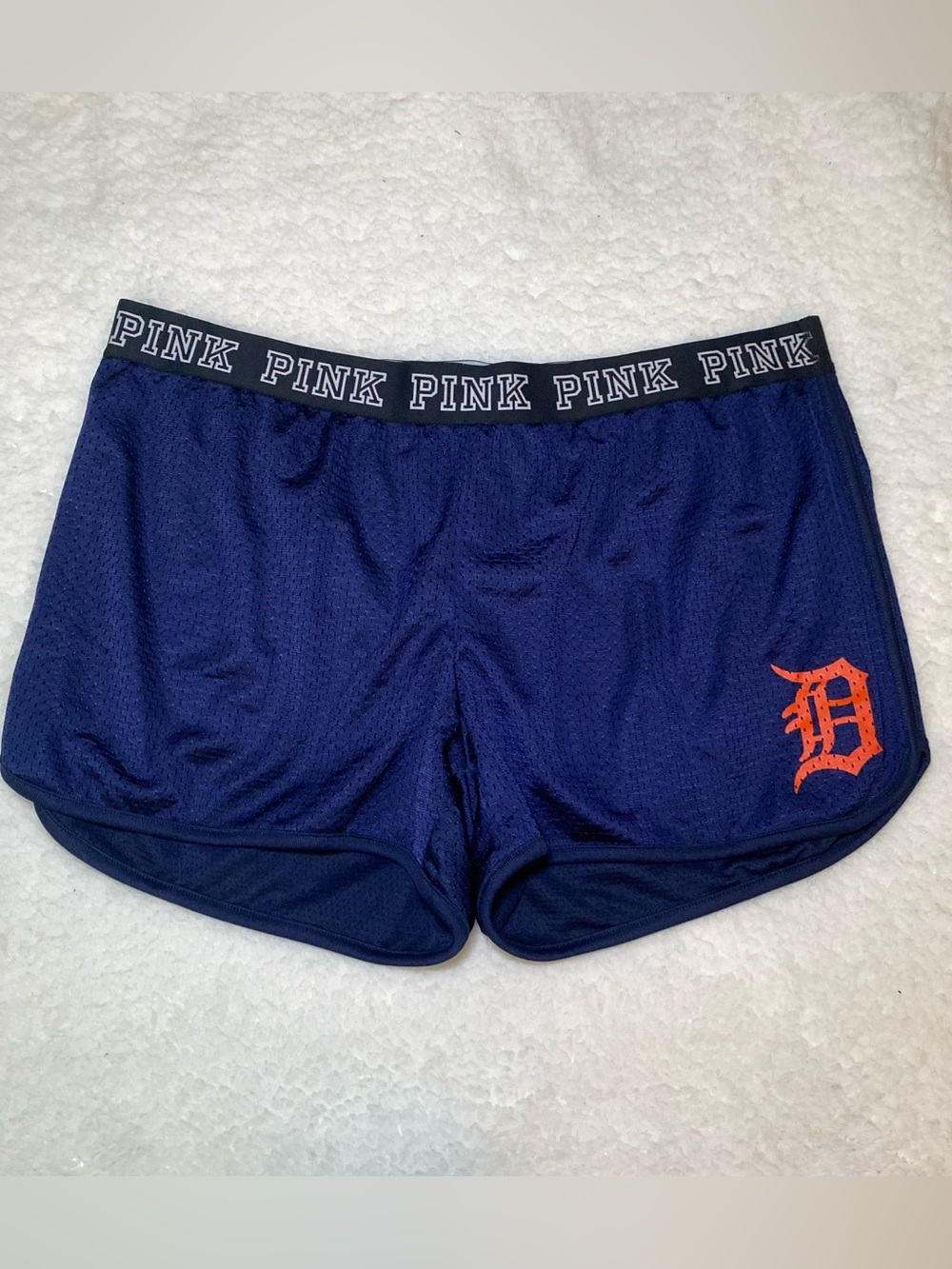 PINK Victoria's Secret Navy Athletic Shorts with Orange Accent